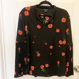 Lauren Ralph Lauren Black with Floral Pattern Top